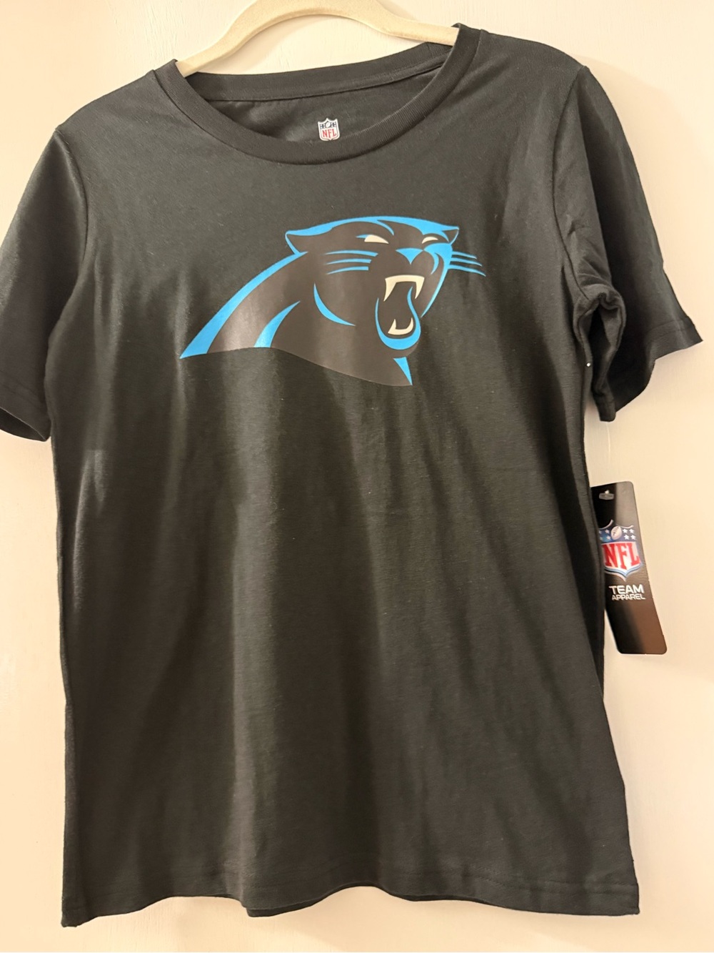 NFL Kids Carolina Panthers Black Tee with Blue Panther Logo